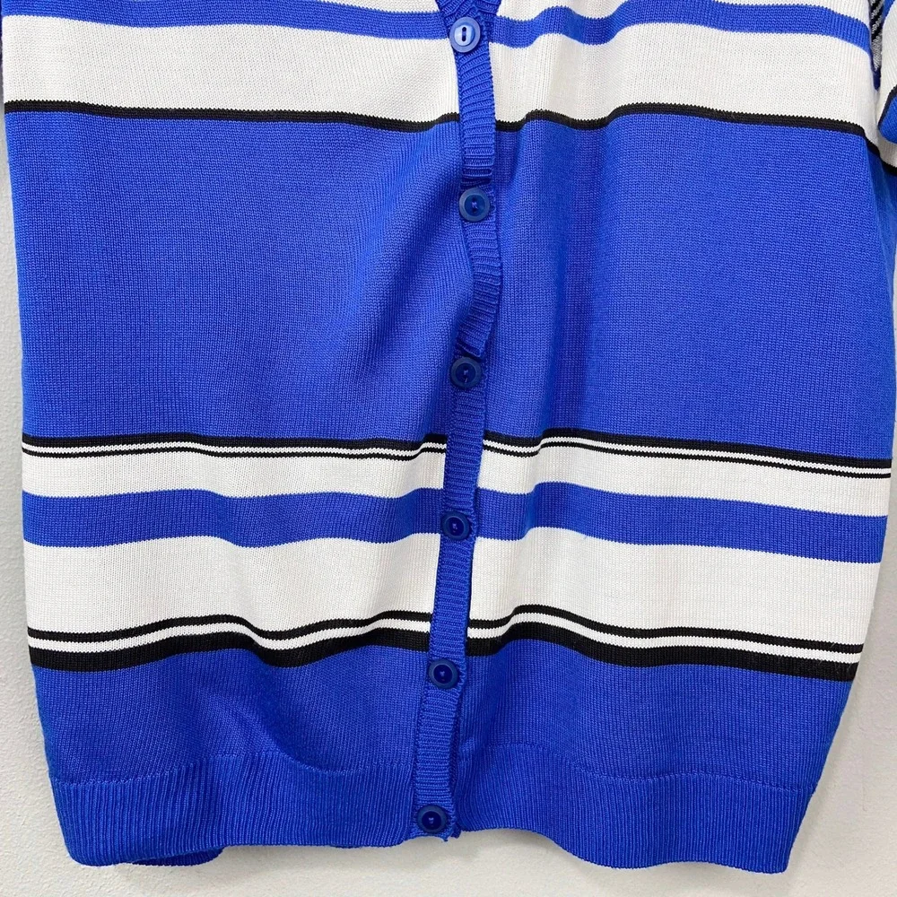 Vintage Alfred Dunner Twofer Cardigan Sweater Set Size L‎ Striped Blue Attached